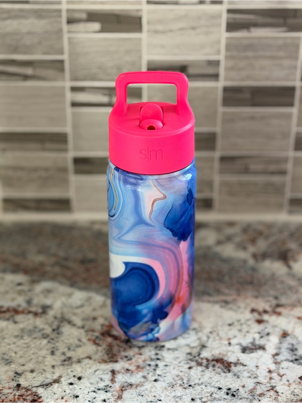 Simple Modern Kids Pink-Top Blue & Pink Swirl Art Water Bottle